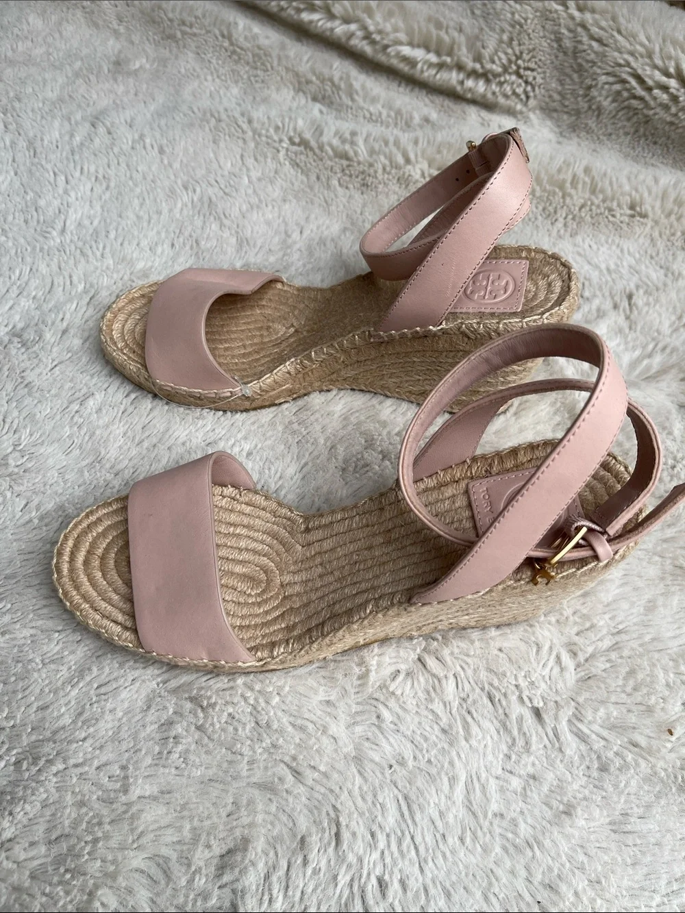 Tory Burch Bima Leather Espadrille Ankle-Strap Sandals in pink Size 9